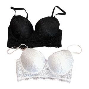 2 lace bras 34C Black & White built in Push-up cups by International Concepts